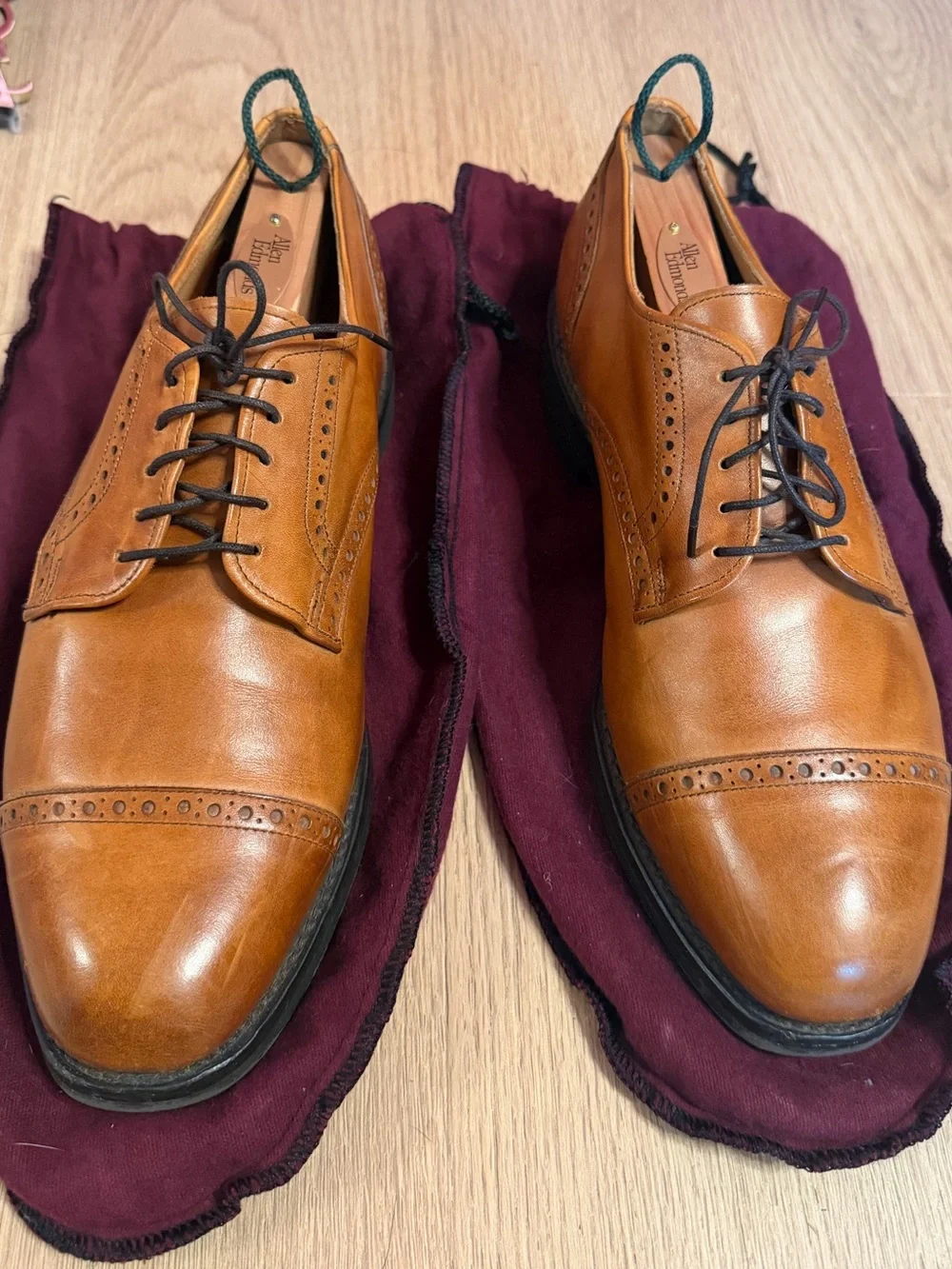 Allen Edmonds Tan Cap-Toe Derby Shoes